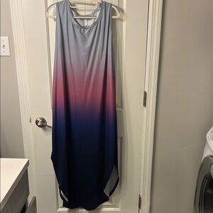 Gradient Sleeveless Maxi Dress - Pink and Blue